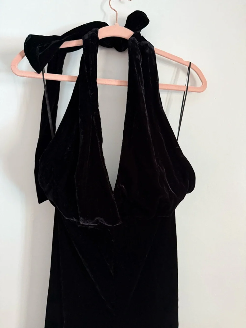 ZARA Black Velvet Halter Wide-Leg Jumpsuit - Picture 4 of 7